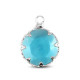 Crystal glass charm 13mm Aquamarine blue-silver